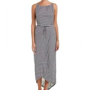 CAbi Navy and White striped maxi dress size Med